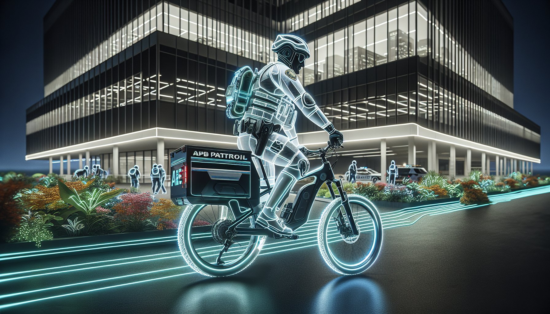 Key features of the APB patrol bike: enhances community engagement, promotes sustainable policing, and includes officer safety features.