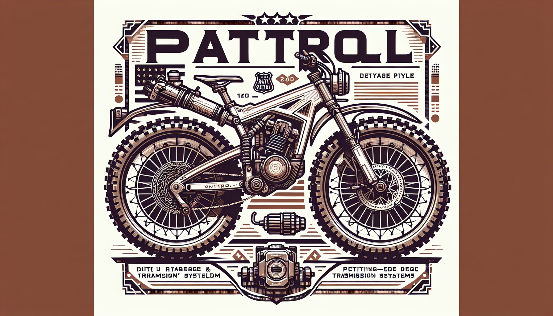 5 essential components for durable patrol bikes: advanced transmission systems, tire technology, and enhanced visibility features.