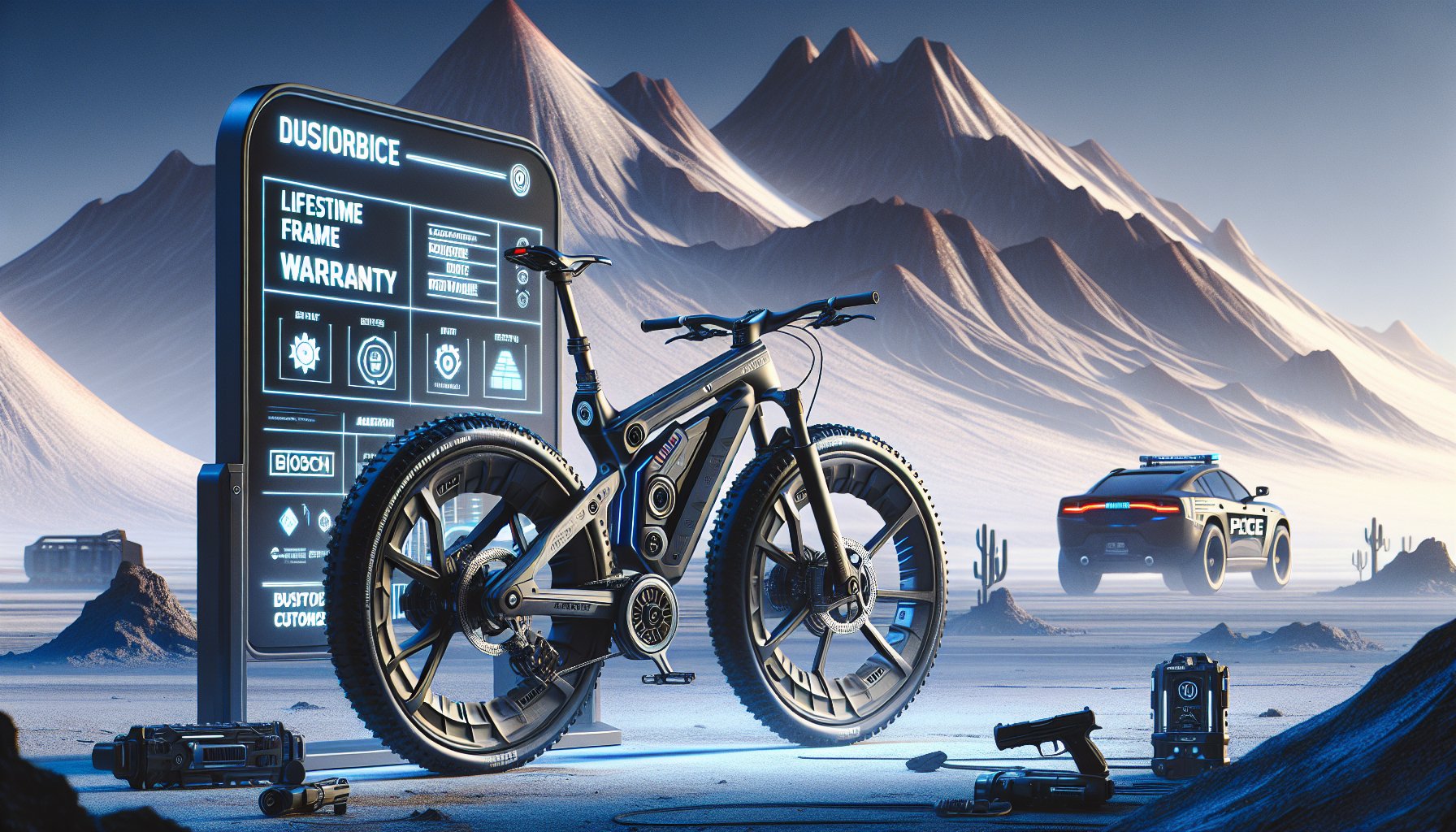 Volcanic Lifetime Frame Warranty FAQ on durable bikes, Bosch battery performance, law enforcement options, and customization.