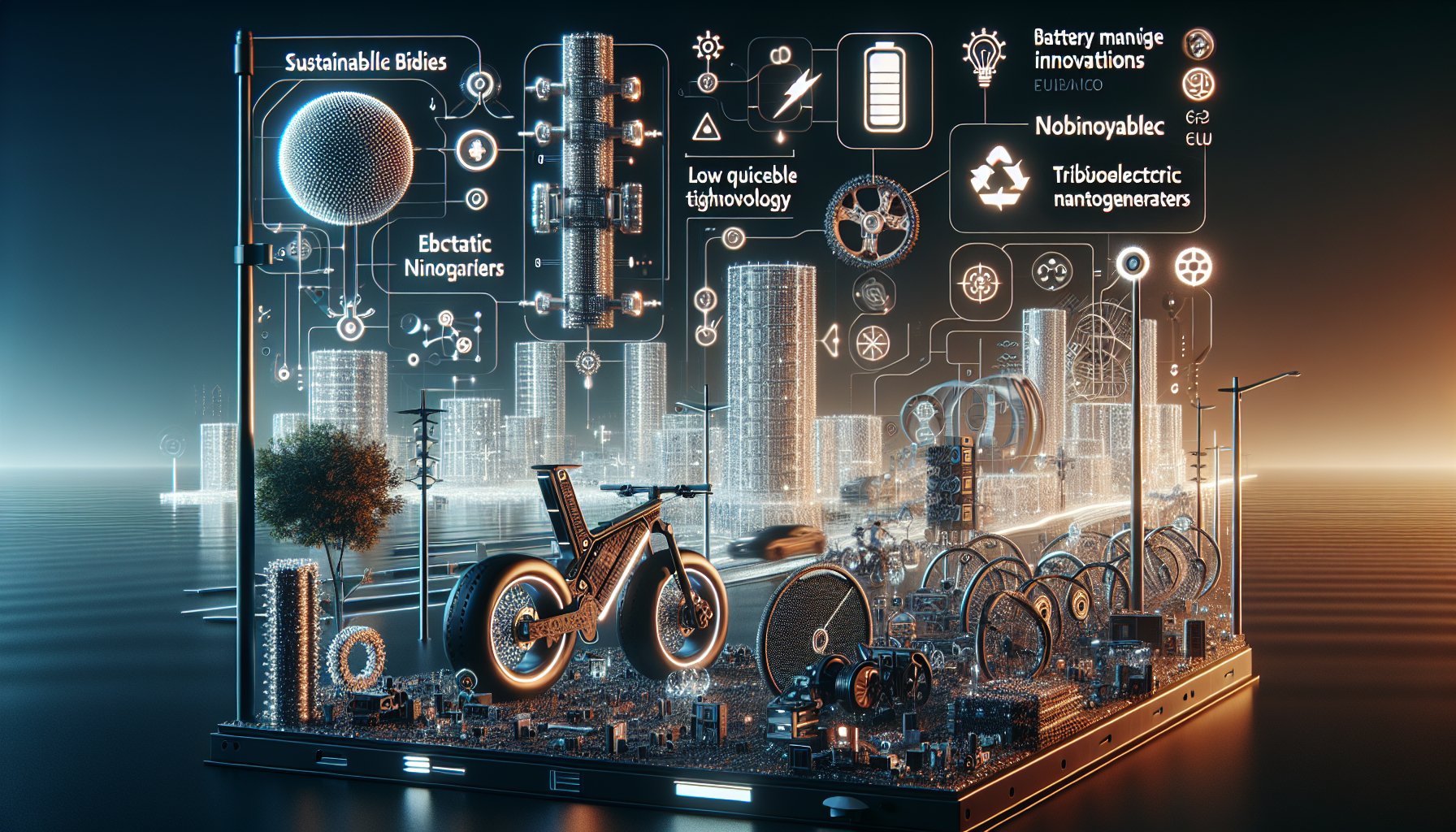 Power management innovations enhancing battery range with low quiescent current tech and triboelectric nanogenerators for Volcanic Bikes.