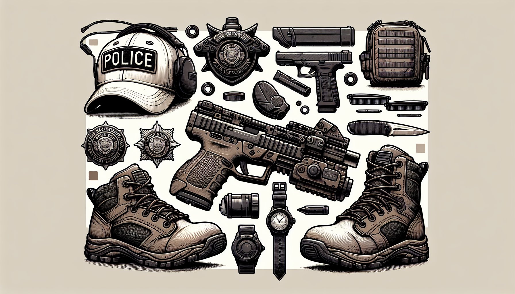 Lightweight law enforcement gear enhances police efficiency with ergonomic design and modern materials, including tactical boots.