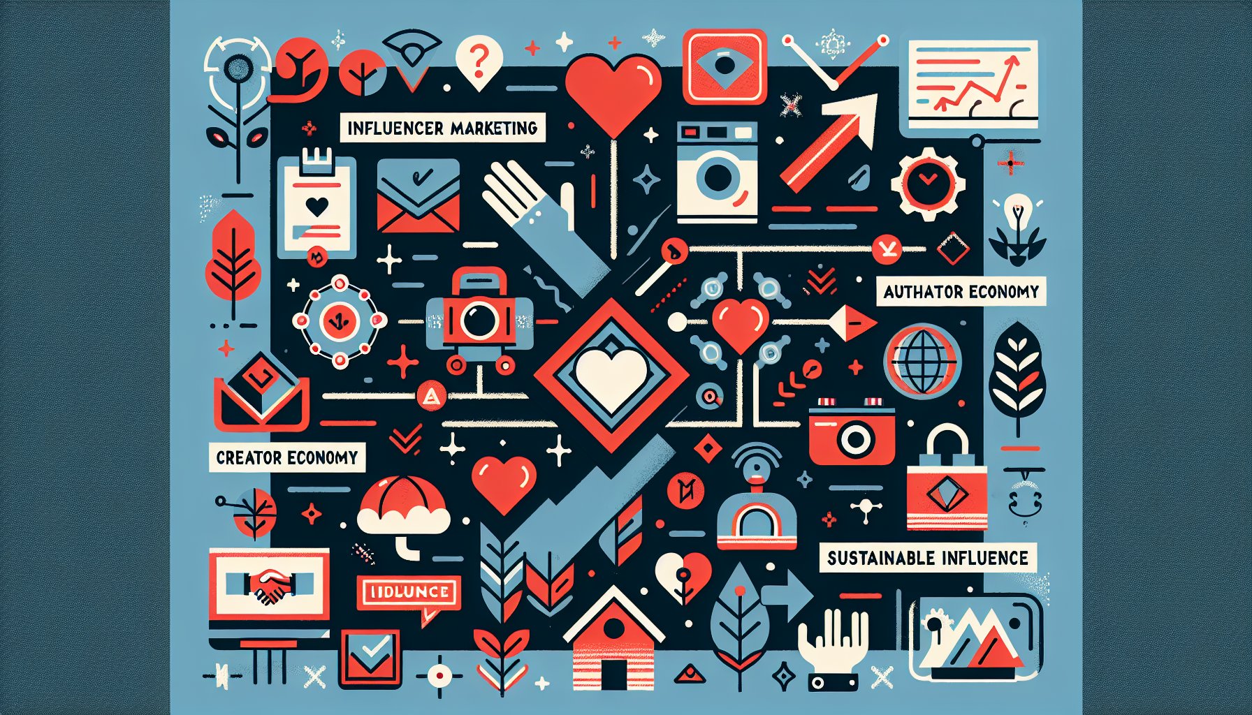 Infographic on 2025 influencer marketing trends: authenticity, creator economy, AI, and sustainable influence strategies.