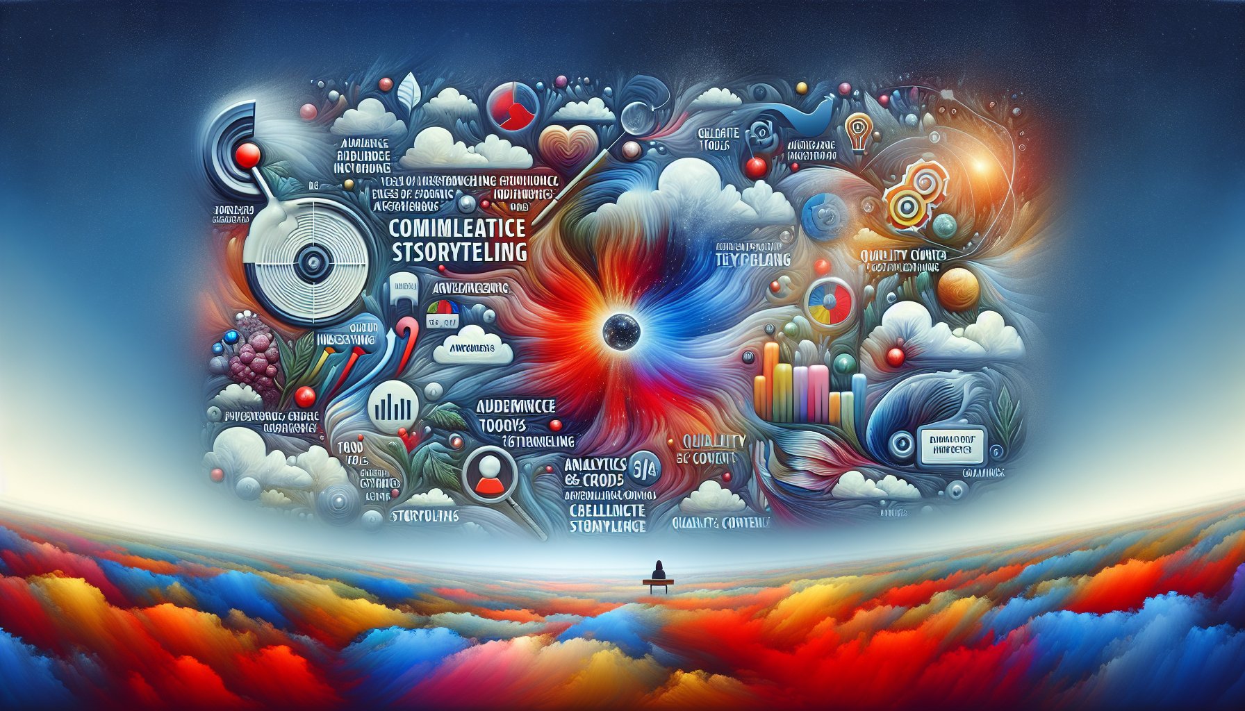 Key components of a successful digital marketing plan: strategy, audience insights, storytelling, analytics, and quality content.