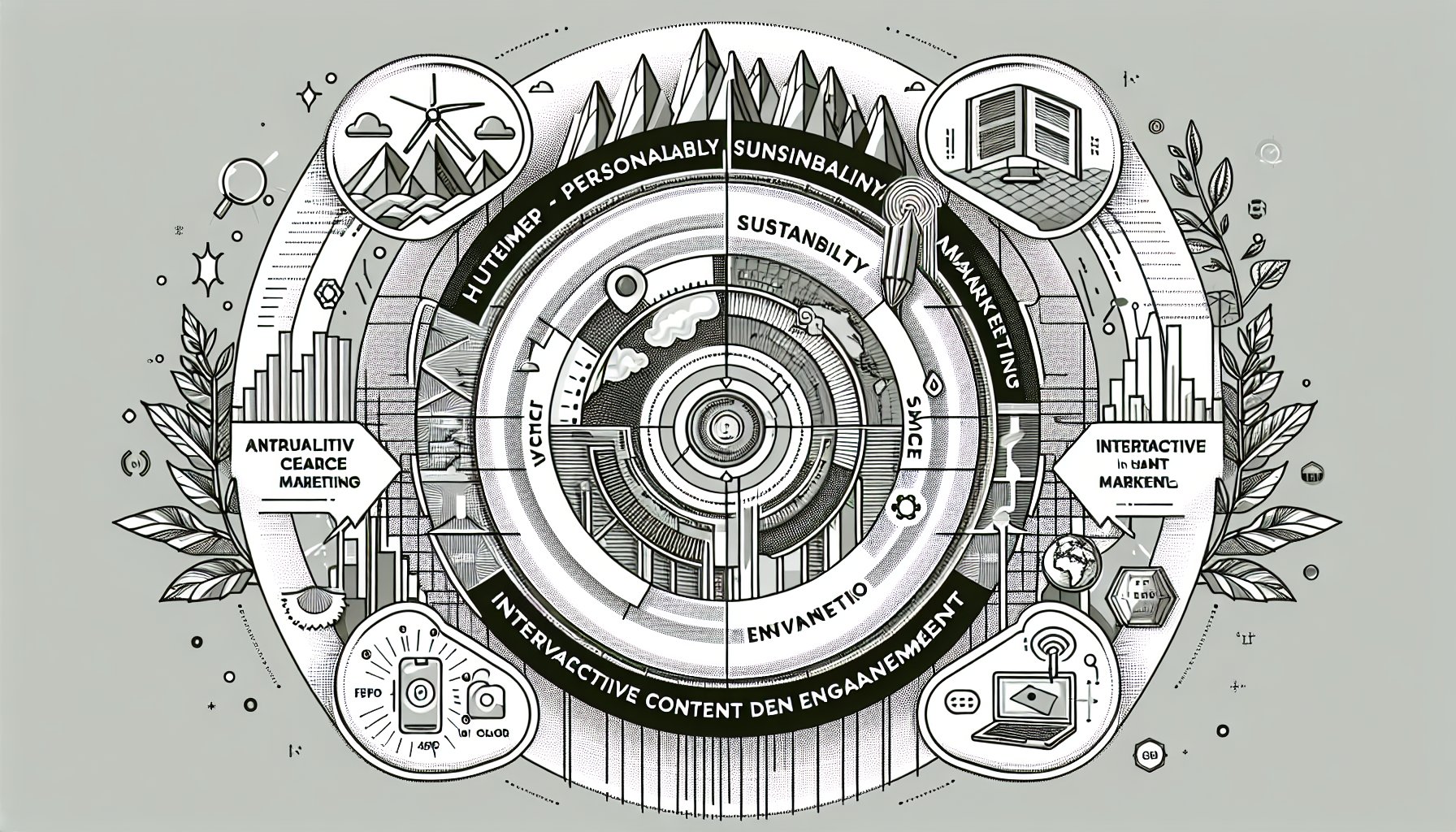 Five key digital marketing trends for 2025: hyper-personalization, sustainability, interactive content, and voice search optimization.