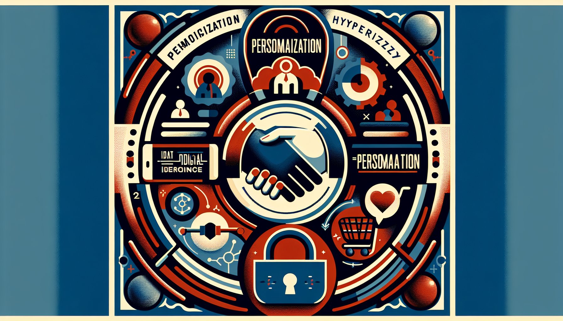 Future digital marketing trends showcasing personalization, hyper-personalization, social commerce, and data privacy strategies.