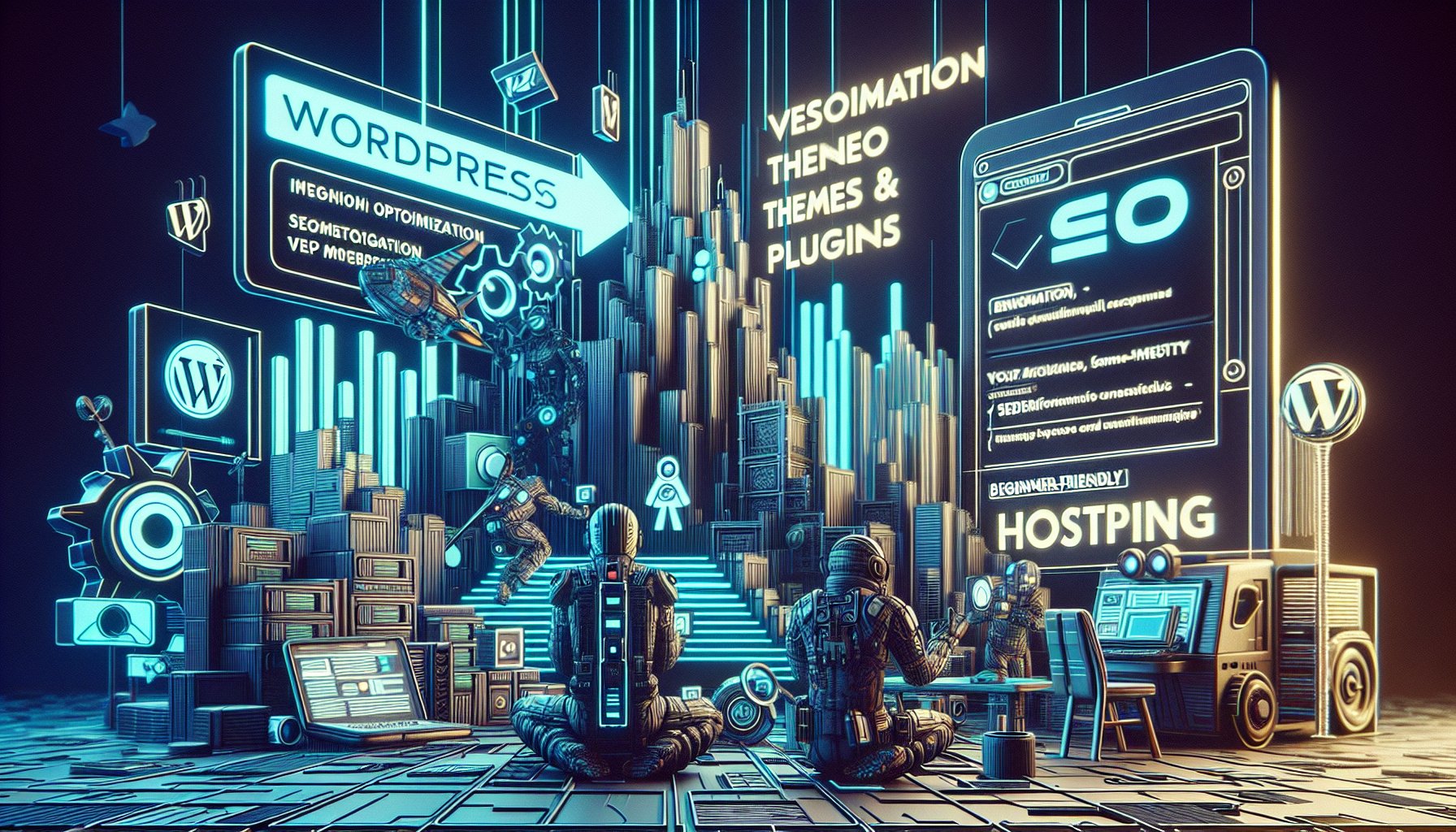 Ultimate guide cover for WordPress website development, featuring SEO tips, themes, plugins, and beginner-friendly hosting.