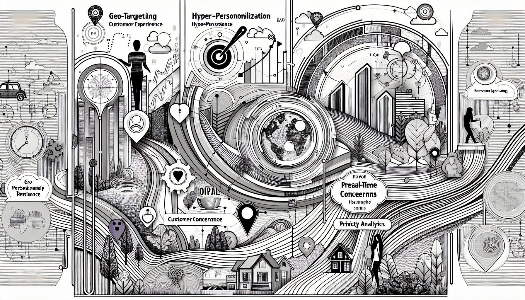 Geo-targeting strategies for enhancing customer experience through hyper-personalization, real-time analytics, and privacy management.