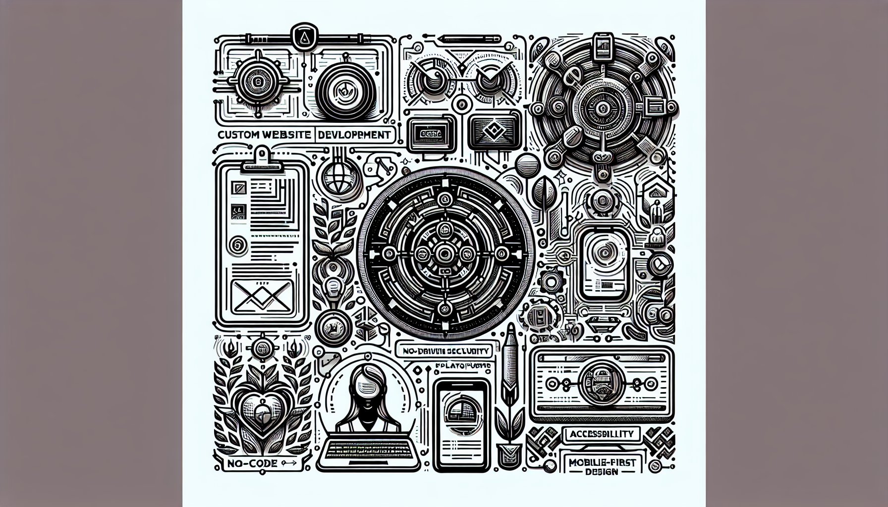 Emerging trends in custom website development: AI-driven security, no-code platforms, mobile-first design, and accessibility.