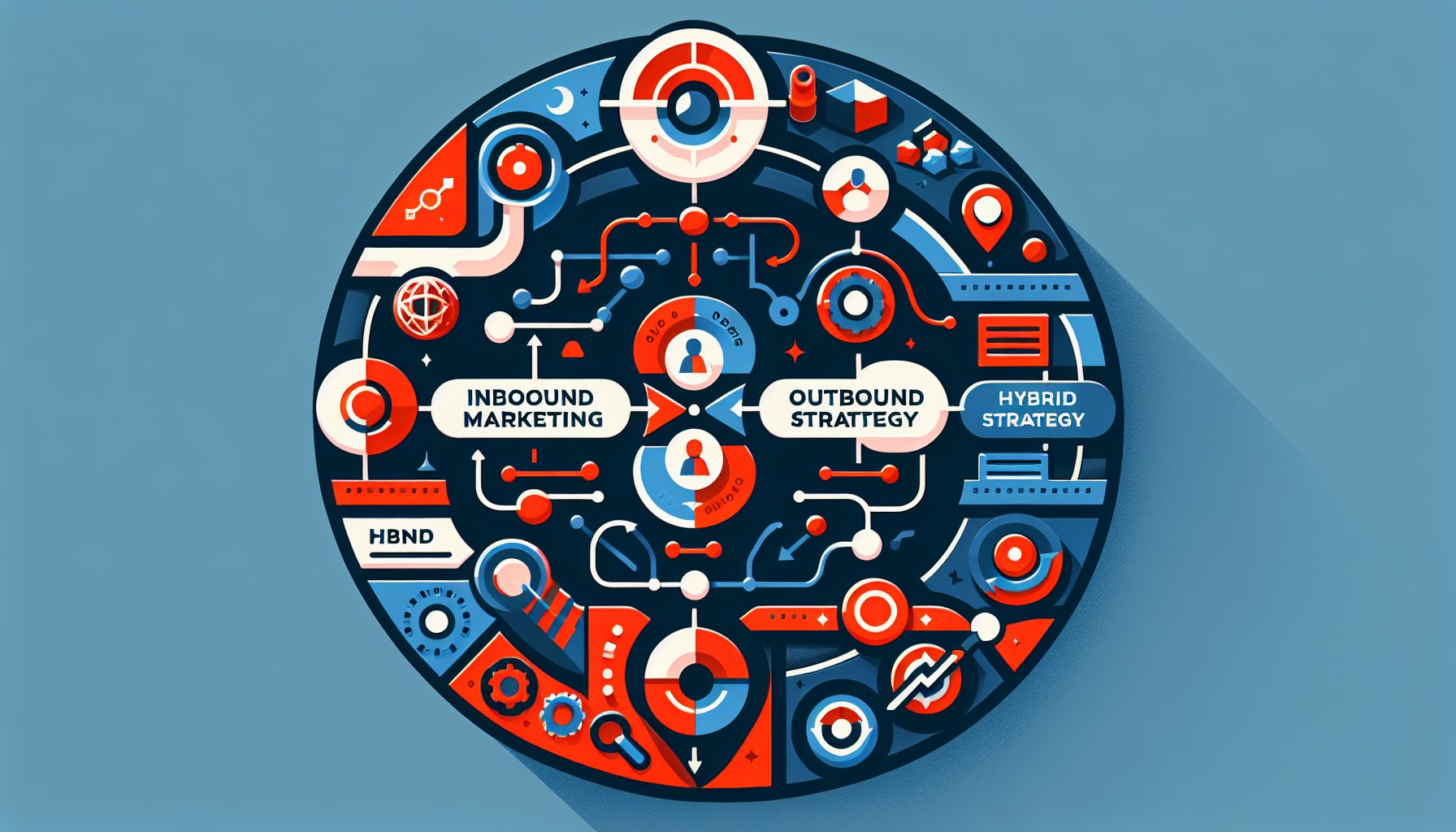 Comparison of inbound vs. outbound marketing strategies for 2025, highlighting hybrid approaches and data-driven customer journeys.