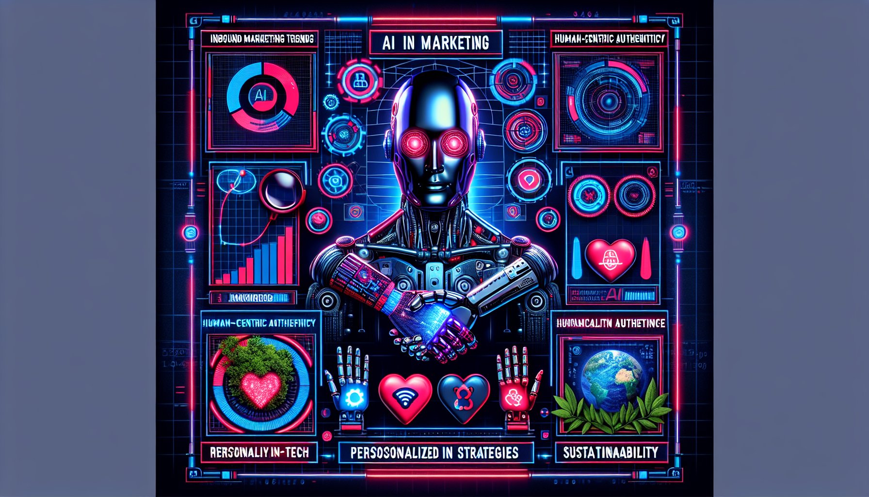 2025 inbound marketing trends highlighting AI, human-centric authenticity, personalized strategies, and sustainable branding.