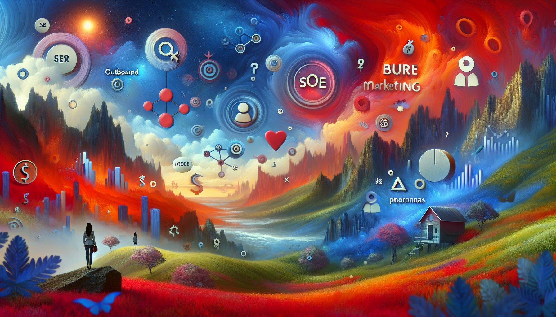 Comparison of outbound vs. inbound marketing strategies, highlighting buyer personas and SEO integration for business success.